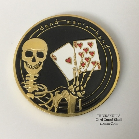 Card Guard Skeleton Skull Enamel Coin Stainless Locket 45-60cm Wheat Link Chain - Picture 4 of 9